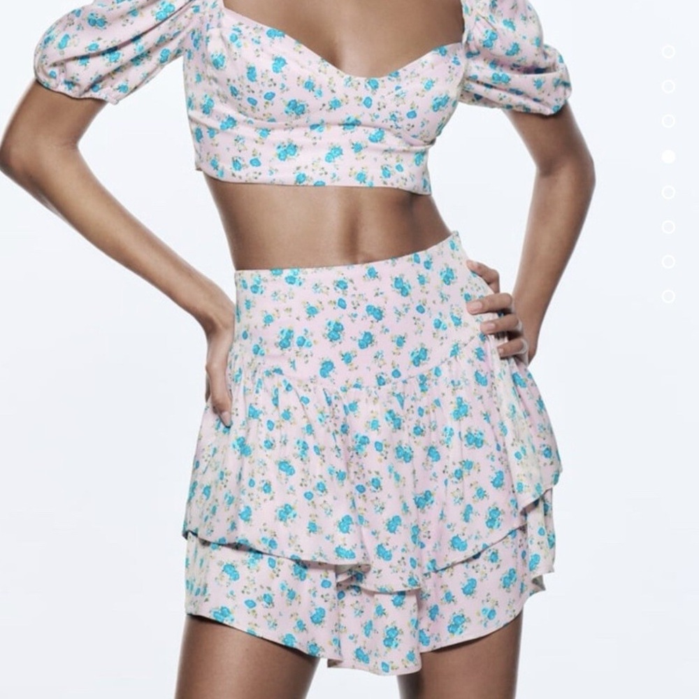 Floral Layered Skirt in Pink and Blue